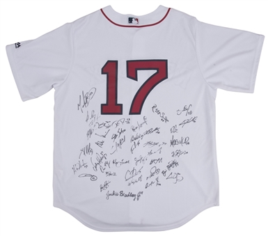 2017 Boston Red Sox Team Signed Home Jersey With Over 35 Signatures (JSA)